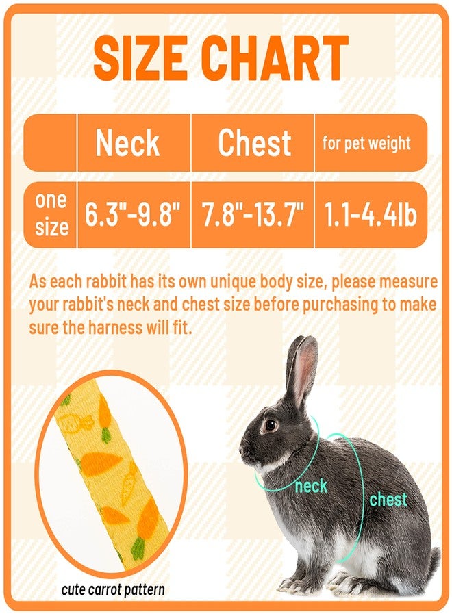 ORZECHKO Rabbit Harness and Leash - Adjustable Bunny Harness Escape Proof for Walking Running Hiking Camping Outdoor - Yellow Carrot Pattern Cute Small Animal Harness Leash Set - Image 2