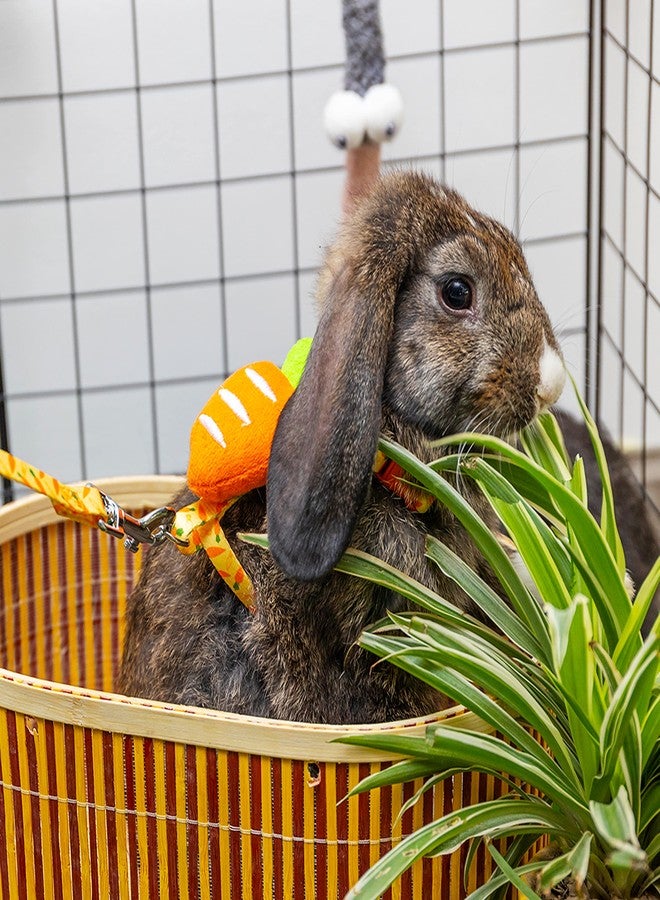 ORZECHKO Rabbit Harness and Leash - Adjustable Bunny Harness Escape Proof for Walking Running Hiking Camping Outdoor - Yellow Carrot Pattern Cute Small Animal Harness Leash Set - Image 4