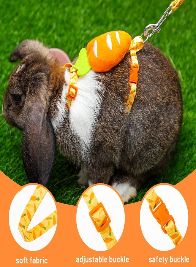 ORZECHKO Rabbit Harness and Leash - Adjustable Bunny Harness Escape Proof for Walking Running Hiking Camping Outdoor - Yellow Carrot Pattern Cute Small Animal Harness Leash Set - Image 3