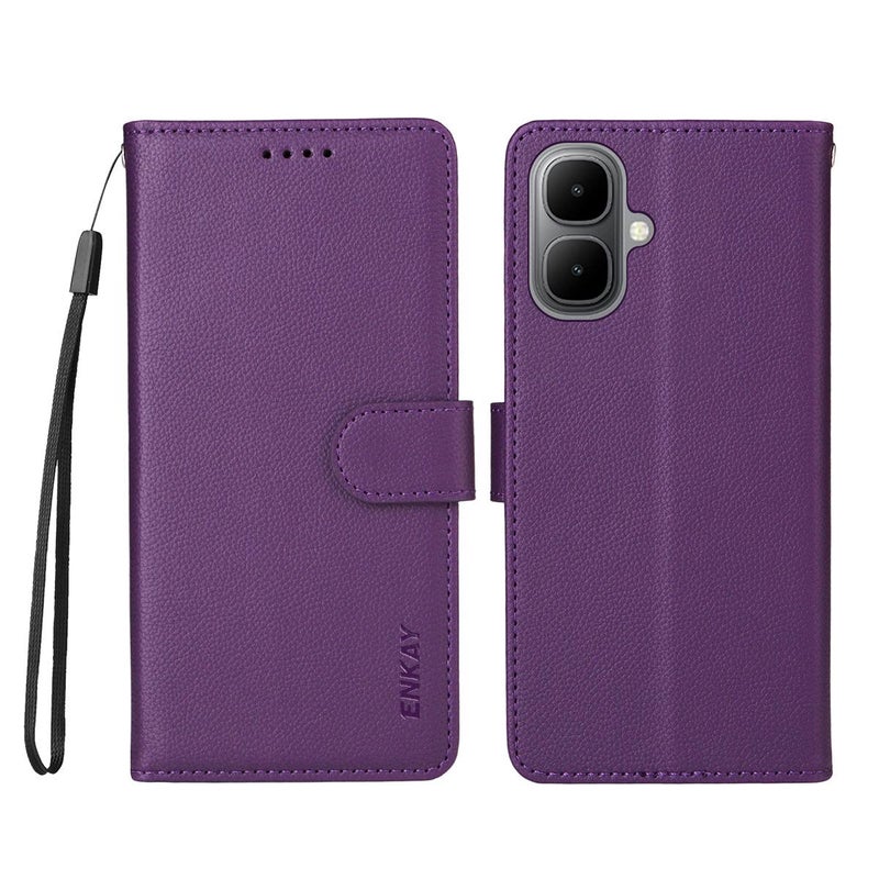 ENKAY For Tecno Pop 10 / Spark Go 2 Rfid Blocking Wallet Kickstand Litchi Texture Leather Phone Case(Purple) - Image 2