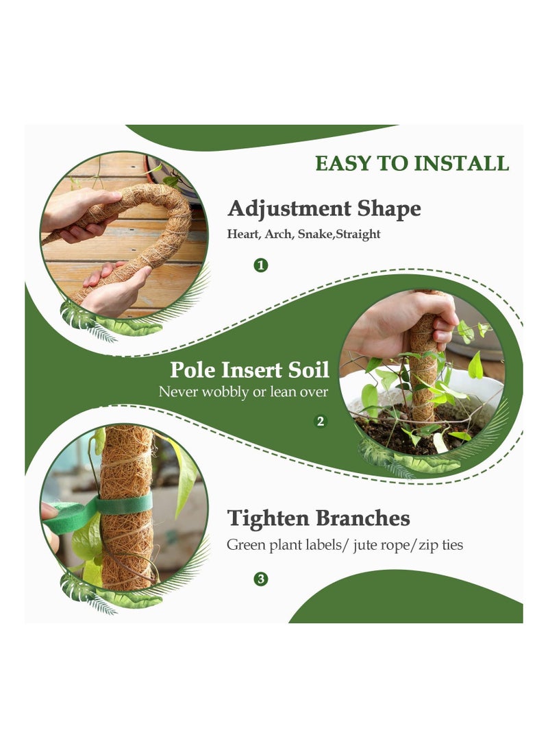 واي آند دي 2 Pcs Coir Moss Pole for Plants Monstera 25Inches Bendable Plant Sticks Support Stakes Indoor Climbing Growth - Image 4