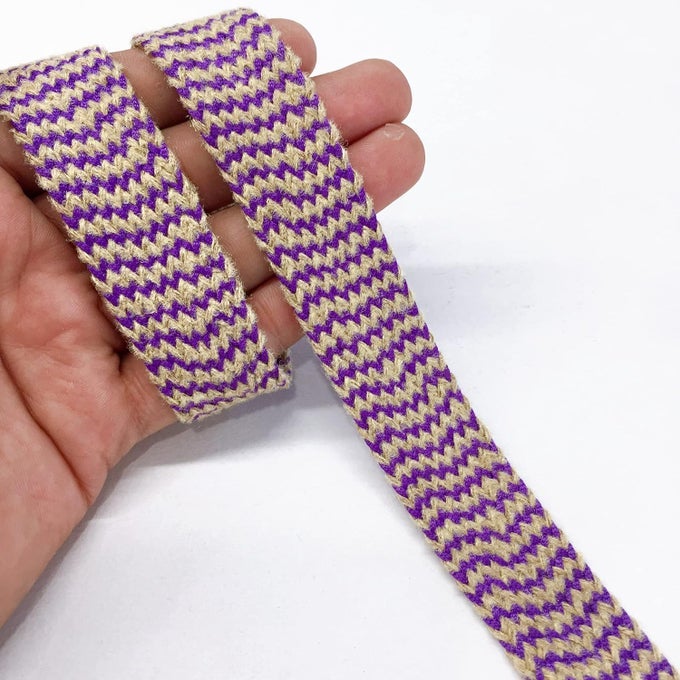 9 METER PURPLE JUTE NATURAL JUTE BURLAP RIBBON, JUTE CROCHET CROTIA LACE REEL, HOME DECORATION JUTE CROCHET CROTIA LACE, GIFT PACKING LACE RIBBON TRIM, FESTIVAL HOME DECORATION MATERIAL