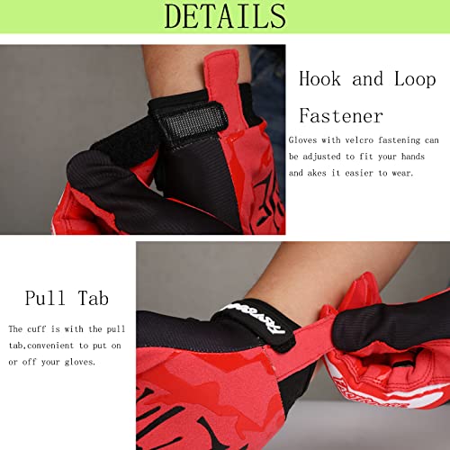 FASTGOOSE Dirt Bike Motocross Gloves - Motorbike & ATV Off Road Racing Sports Cycling Glove (Red/Black, Medium) - Image 3