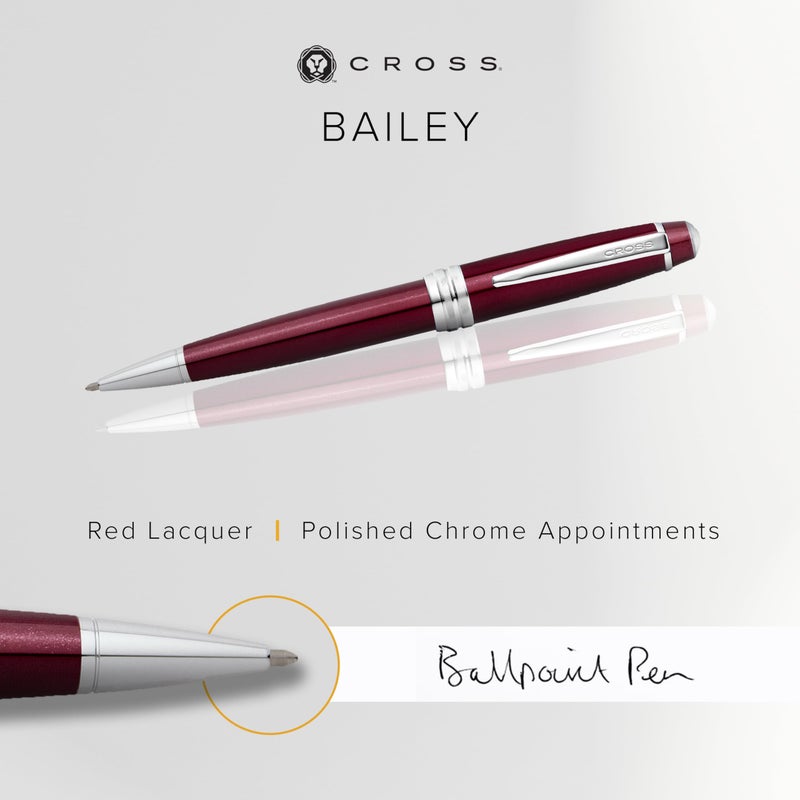 Cross Bailey Refillable Ballpoint Pen Presented in a Premium Gift Box - Medium Point, Black Ink, Red - Image 2