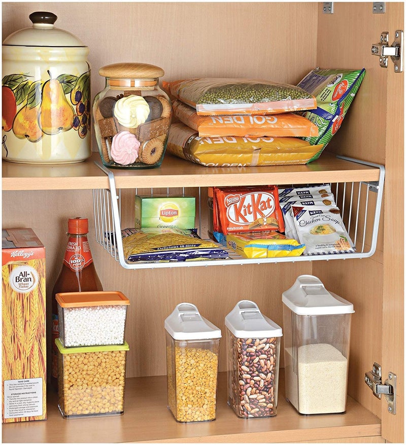 Go Hooked Go Hooked 16 Inch Under Shelf Basket (Large Powder Coated Iron Silver) for Maximum Storage Efficiency Optimize Your Space for Kitchen and Pantry Home and Office  - Image 2