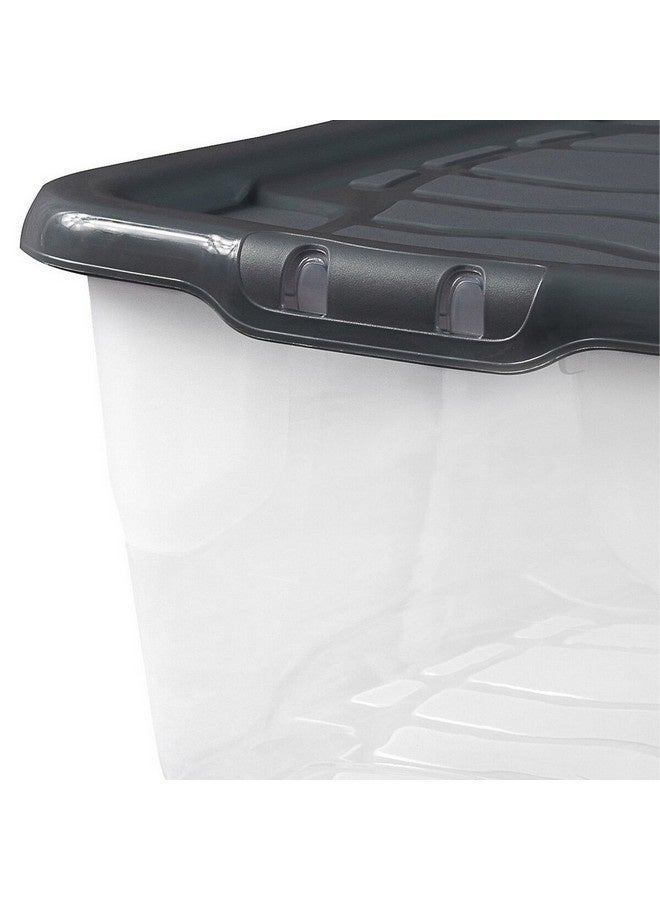 Strata Curve Stackable Storage Box with Lid Clear and Black 100 L XW208-CLR/BLK-EX - Image 3