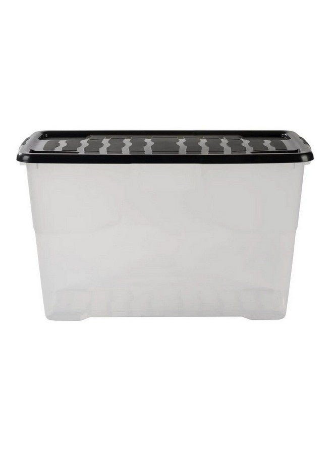 Strata Curve Stackable Storage Box with Lid Clear and Black 100 L XW208-CLR/BLK-EX - Image 2