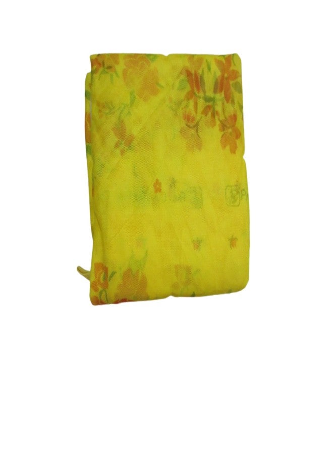 DLK Mosquito Net Four Side Hanging Cotton Printed King and Queen Size Double Bed with Lace for Mosquito Protection,Room Décor, 6x7Ft.Yellow - Image 1