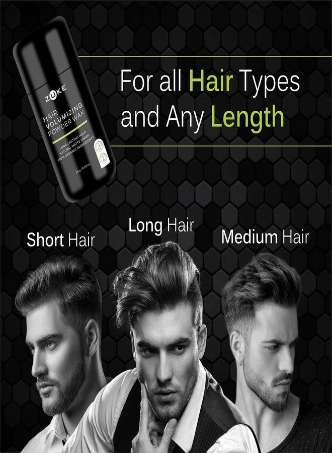 Zuke Hair Volumizing Powder Wax - 15g | 24 Hrs Strong Hold | Natural Matte Finish | 100% Organic Ingredients | Perfect Hair Styling Powder - Image 5