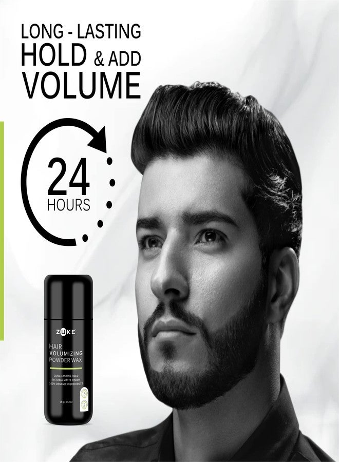 Zuke Hair Volumizing Powder Wax - 15g | 24 Hrs Strong Hold | Natural Matte Finish | 100% Organic Ingredients | Perfect Hair Styling Powder - Image 2