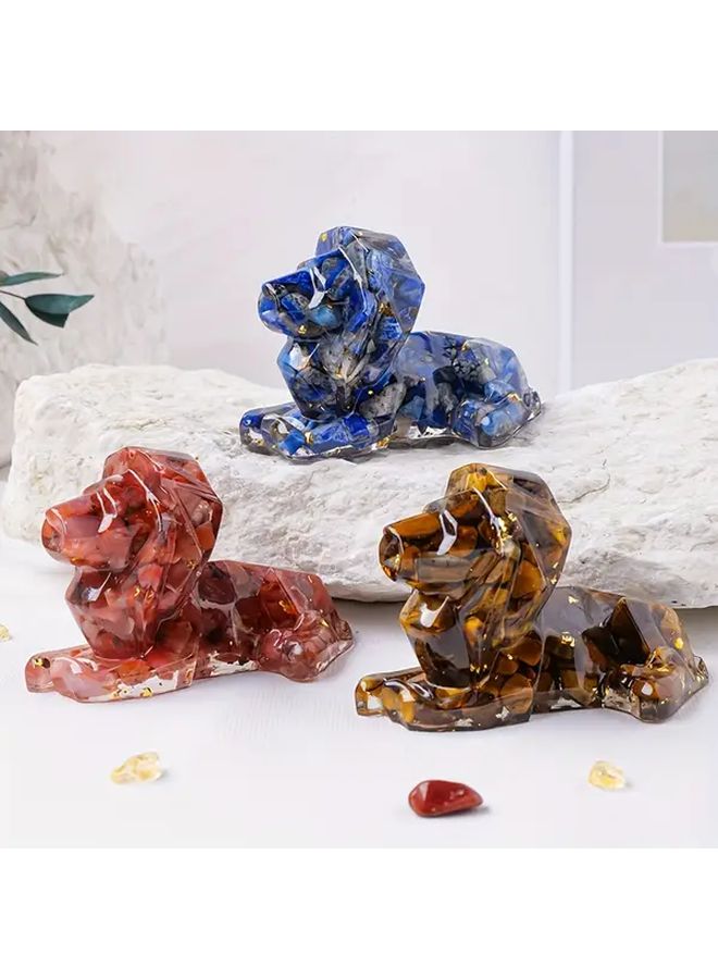 Green Aventurine Resin Lion Statue Geometric Decor for Home Garden Aquarium - Image 5