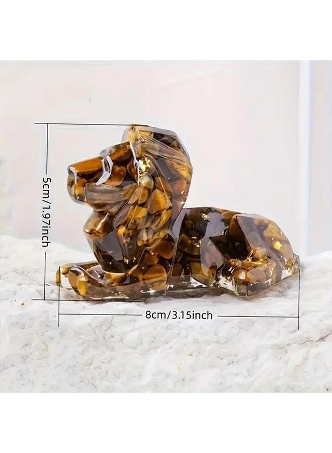 Green Aventurine Resin Lion Statue Geometric Decor for Home Garden Aquarium - Image 3
