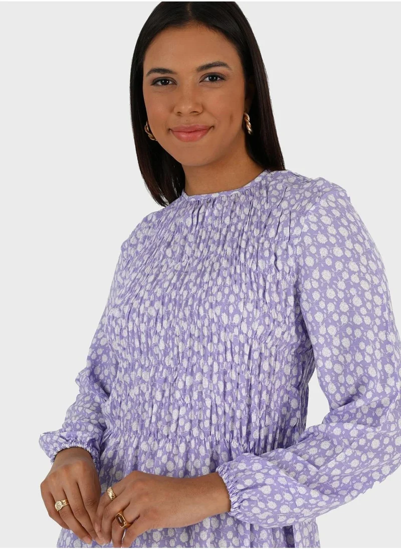 Alia by modanisa Floral Printed Flared Dress