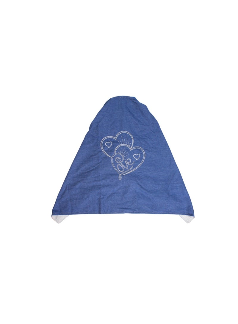 Kiddy Breastfeeding Cover – Blue with Heart Print - Image 2