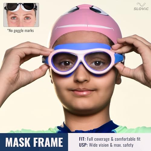 SLOVIC Swimming Goggles for Kids 10-14 Years [Pink] | Swimming Pool Accessories for Kid | Anti-Fog & UV Protected Goggles for Boys & Girls | Swimming Glasses for Kids with Adjustable Straps - Image 4