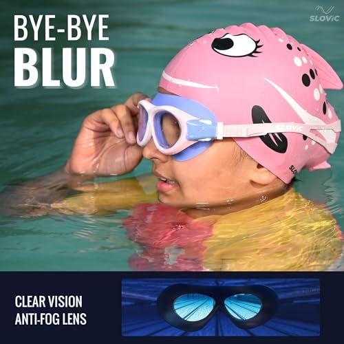 SLOVIC Swimming Goggles for Kids 10-14 Years [Pink] | Swimming Pool Accessories for Kid | Anti-Fog & UV Protected Goggles for Boys & Girls | Swimming Glasses for Kids with Adjustable Straps - Image 3