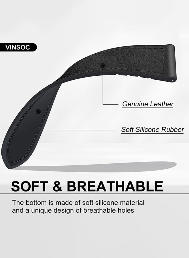 VINSOC 22mm Leather Watch Strap Compatible with Huawei GT6 46mm/GT6 pro/GT5/GT4 46mm/GT3 46mm/GT3 Pro/Watch 3/GT2e/GT2 pro/GT5 pro/GT2 42mm 46mm Replacement Strap Black - Image 4