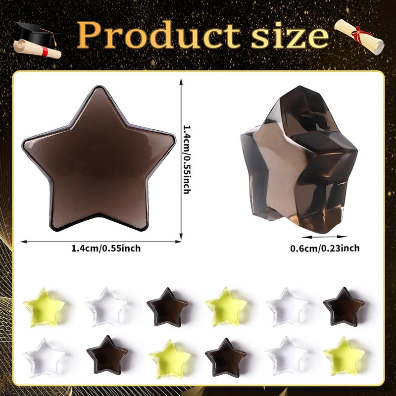 BOARDFEB 240 Pcs Happy New Years Acrylic Star Translucent Crystals Gems New Year 2026 3D Star Shaped Gems for Vase Filler Ice Rocks, Party Wedding Arts Crafts Decoration (Black/Gold/Translucent) - Image 3
