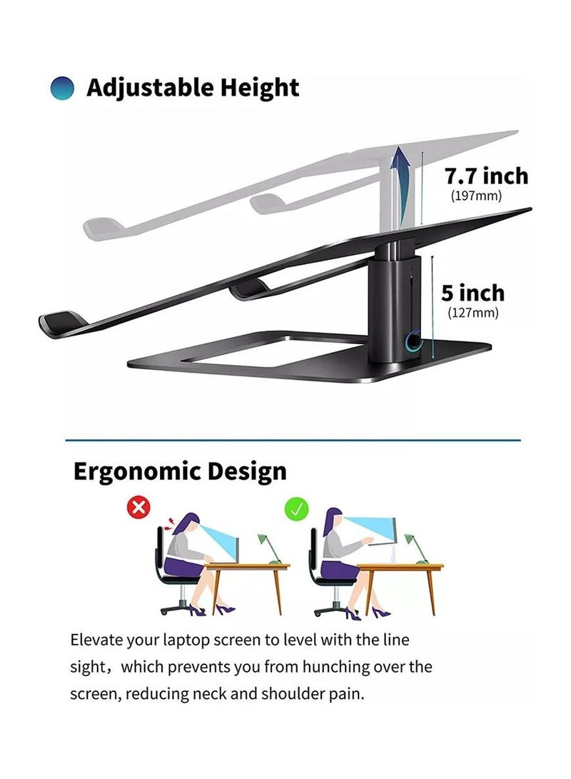 Aluminum Black Laptop Stand with Adjustable Height - Image 2