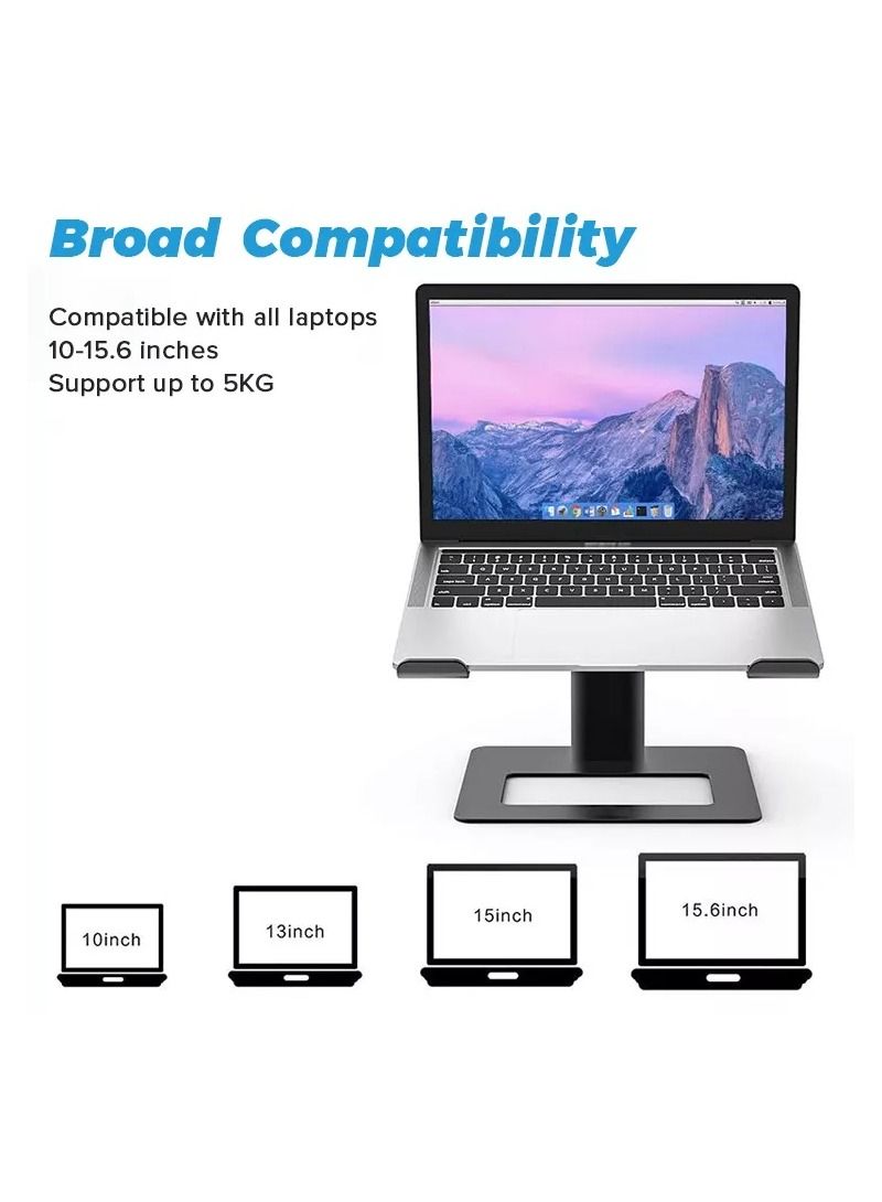 Aluminum Black Laptop Stand with Adjustable Height - Image 4