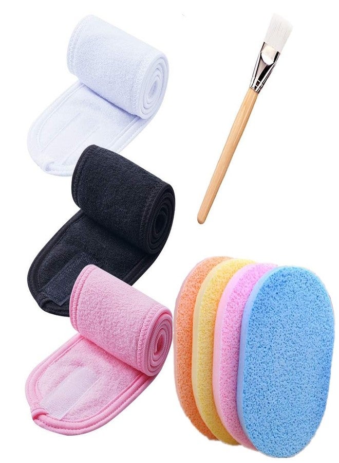 AKADO - Face Fleaning Sponge Puff Face Mask Brush For Women Terry Cloth Adjustable Face Wash Headbands (PACK OF 4) - Image 1