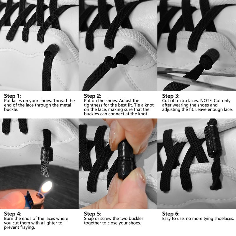 MOCATH 2 Pairs Elastic Shoe Laces for Adults & Kids No Tie Shoelaces for Sneakers Stretch Tieless Flat Shoes Strings White 39Inch - Image 5
