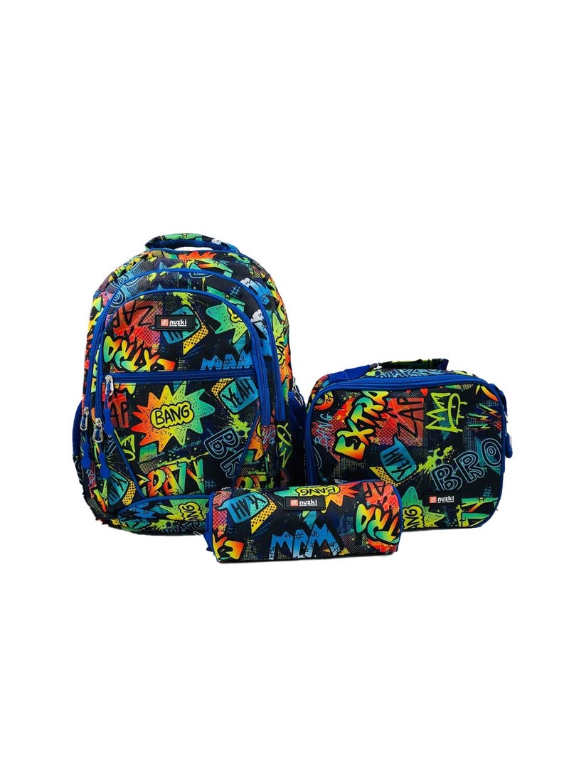 nuzki Nuzki Kids School Bag 3 Pcs/Set - Ultimate Student Backpack, Schoolbag, Pencil Case, and Lunch Bag Combo for Trendy Students  - Image 1