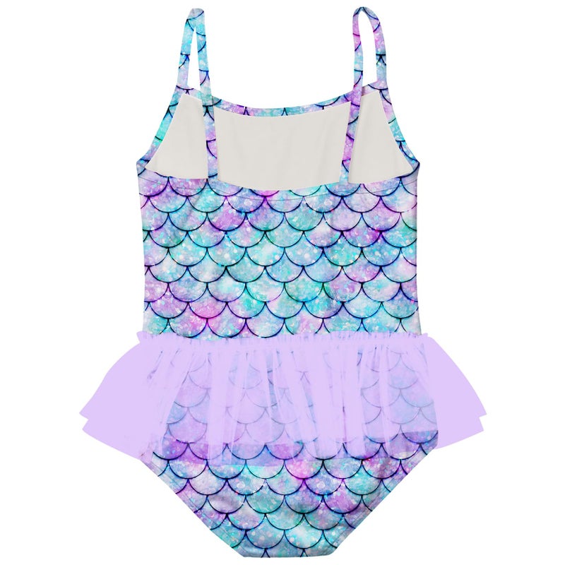 swimsobo Toddler Girls Swimsuits 3-4T 1 Piece Mermaid Bathing Suit Blue Cute Swimwear - Image 3