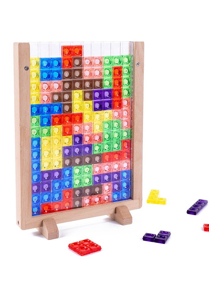 STEM Logic Puzzle Toy for Kids – Wooden Tetris Board with Colorful ABS Blocks, Montessori-Inspired Game for Ages 3+ 📊 - Image 2