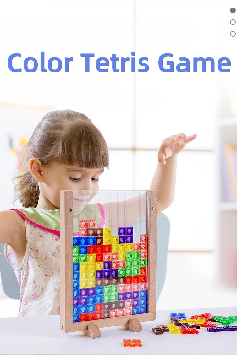 STEM Logic Puzzle Toy for Kids – Wooden Tetris Board with Colorful ABS Blocks, Montessori-Inspired Game for Ages 3+ 📊 - Image 1