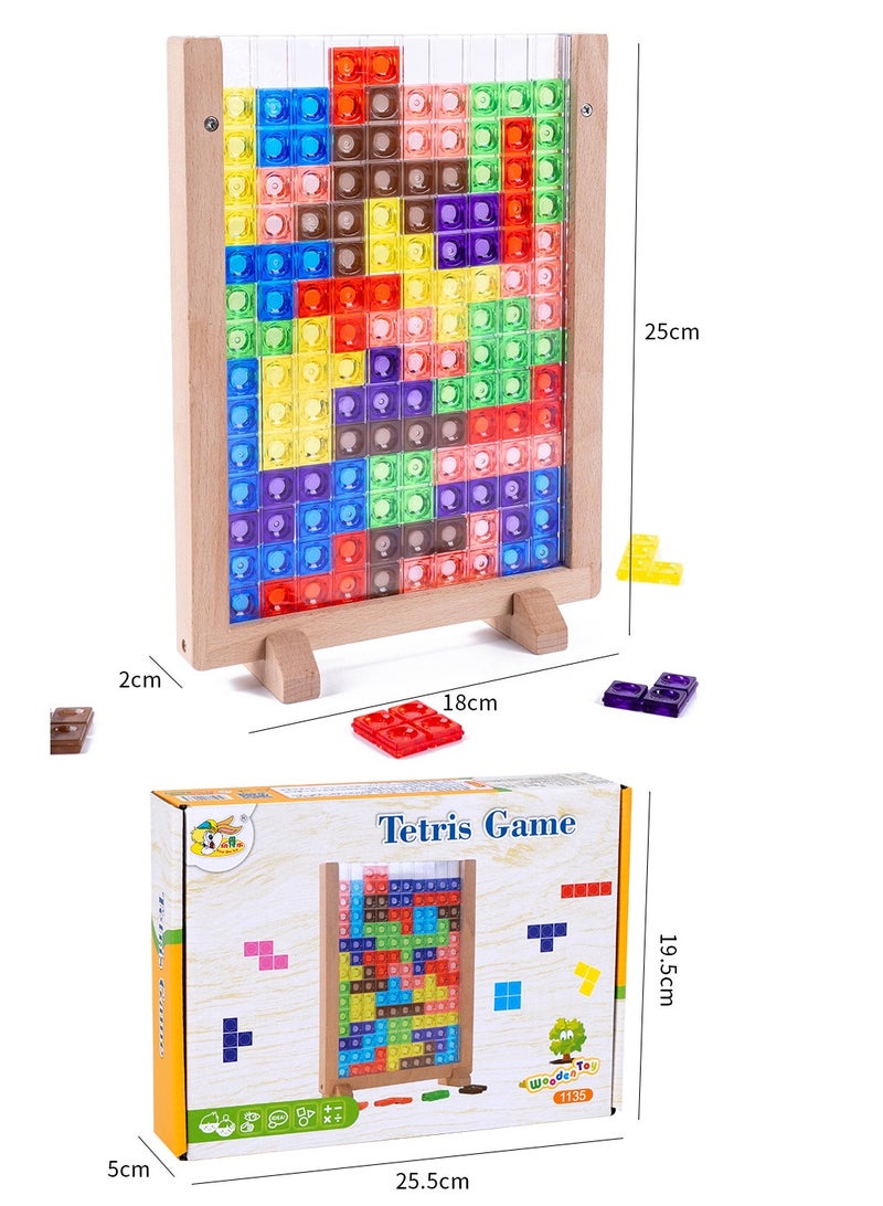 STEM Logic Puzzle Toy for Kids – Wooden Tetris Board with Colorful ABS Blocks, Montessori-Inspired Game for Ages 3+ 📊 - Image 4