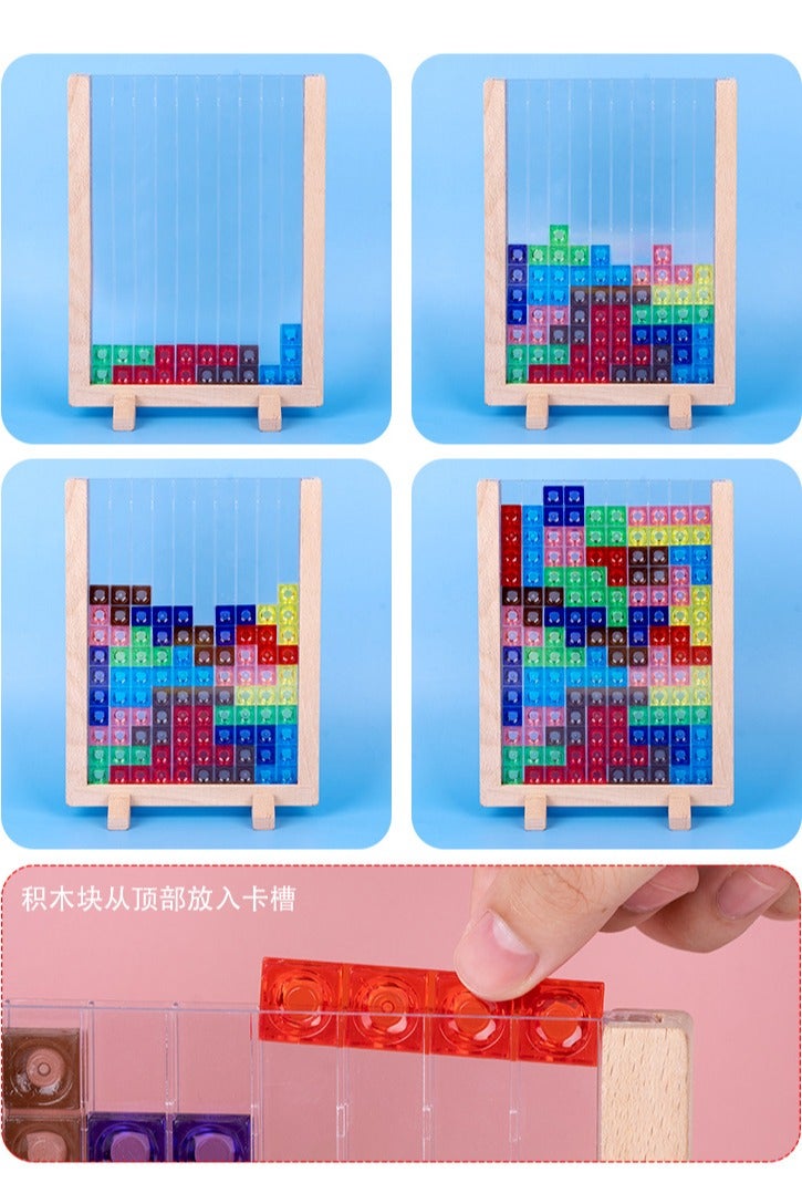 STEM Logic Puzzle Toy for Kids – Wooden Tetris Board with Colorful ABS Blocks, Montessori-Inspired Game for Ages 3+ 📊 - Image 3