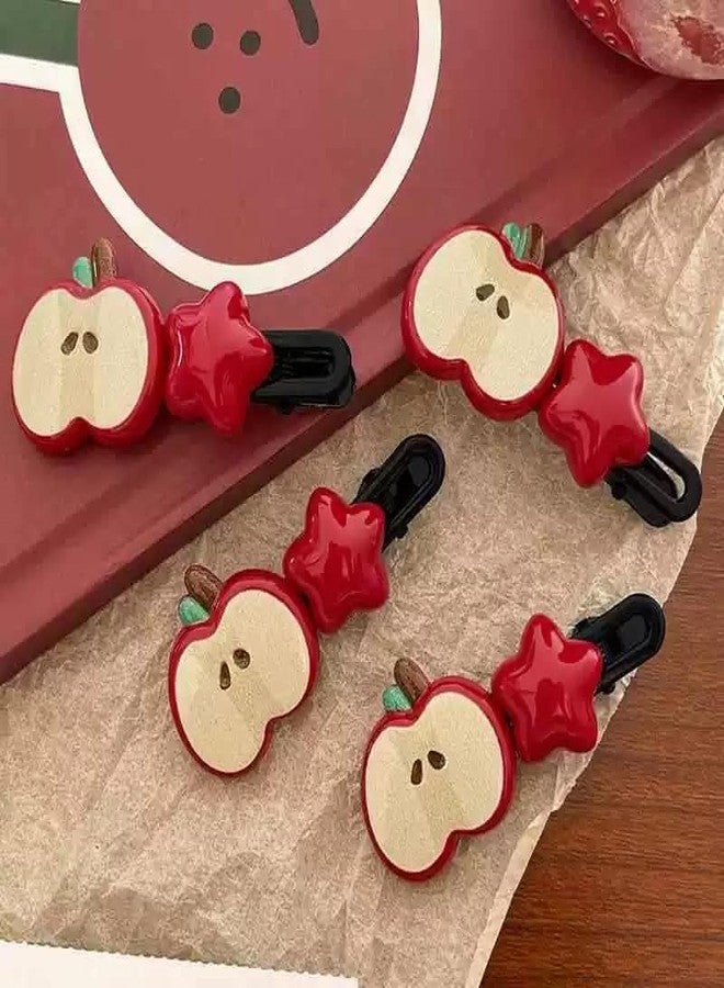 Dhdfisd Apple Hair Clips Cute Star Hair Barrettes for Women Kawaii Cartoon Hair Accessories 2PCS (Apple01) - Image 5