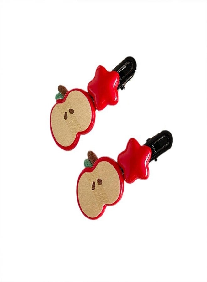 Dhdfisd Apple Hair Clips Cute Star Hair Barrettes for Women Kawaii Cartoon Hair Accessories 2PCS (Apple01) - Image 1