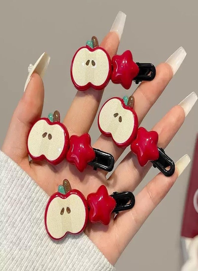 Dhdfisd Apple Hair Clips Cute Star Hair Barrettes for Women Kawaii Cartoon Hair Accessories 2PCS (Apple01) - Image 3