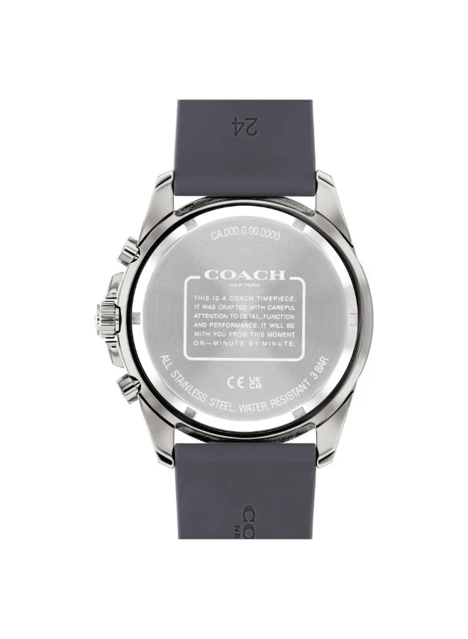 Coach Men's Quartz Chronograph Watch, Grey Dial, Grey Silicone Strap