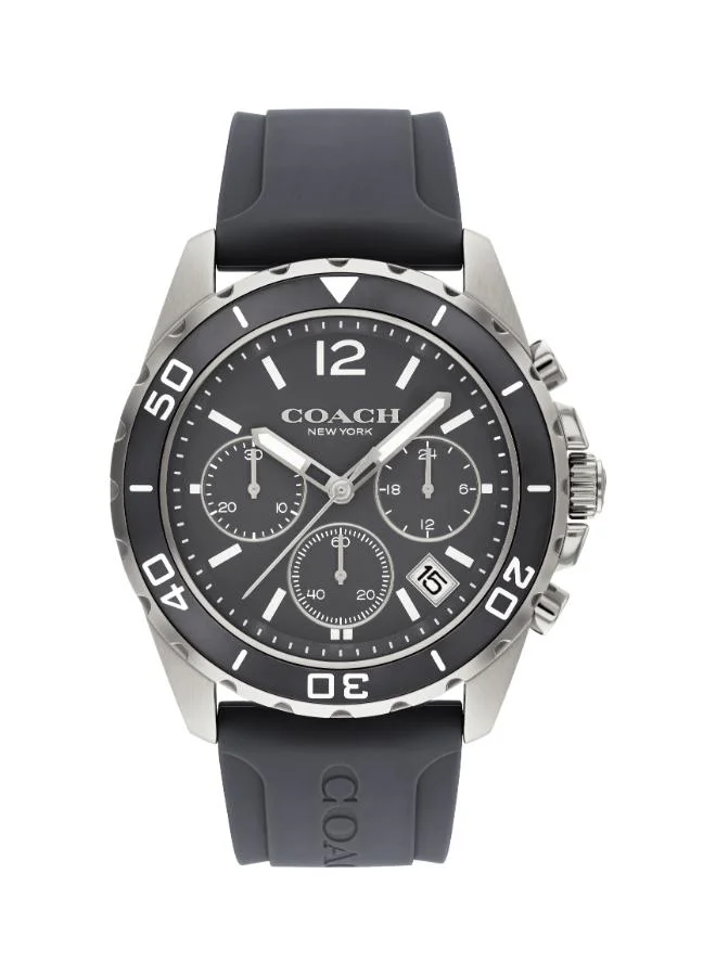 Coach Men's Quartz Chronograph Watch, Grey Dial, Grey Silicone Strap