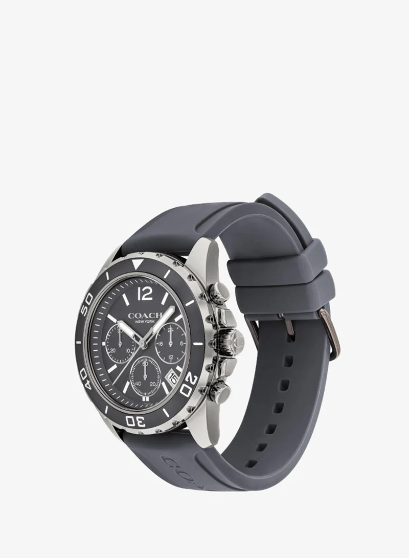 Coach  Men's Quartz Chronograph Watch, Grey Dial, Grey Silicone Strap for Men | Best Price UAE