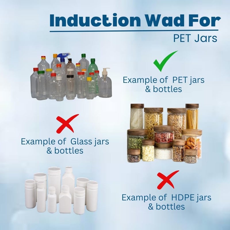 Smartpack Induction WAD for Packing PET (Transparent) Plastic Jars Bottle | Sealing WAD | Jar Packing WAD | Paperboard with Silver Foil | Two Piece Seal Liner | PET Type Size 118MM with 500Piece - Image 2