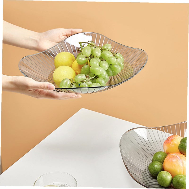 2 Pcs Gray Snack Plates Set Tall Short Fruit Bowls Lightweight Serving Trays - Image 5