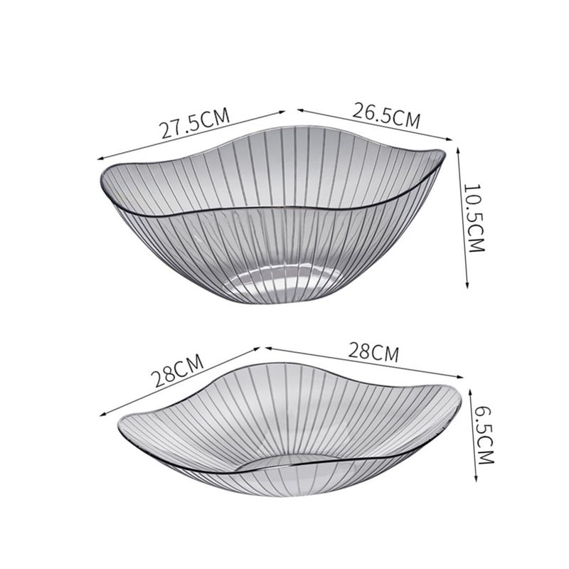 2 Pcs Gray Snack Plates Set Tall Short Fruit Bowls Lightweight Serving Trays - Image 3