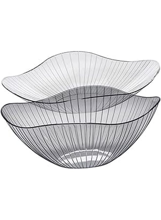 2 Pcs Gray Snack Plates Set Tall Short Fruit Bowls Lightweight Serving Trays - Image 1