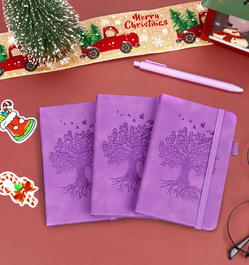 ALKALO 3 Pack Pocket Journaling Notebooks, A6 Small Notebook Total 360 Pages Journaling Notebooks For Note Taking Journals For Writing Mini Note Pads With Pen Holder 100 GSM Thick Paper(3 Purple) - Image 5