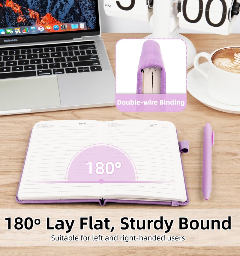 ALKALO 3 Pack Pocket Journaling Notebooks, A6 Small Notebook Total 360 Pages Journaling Notebooks For Note Taking Journals For Writing Mini Note Pads With Pen Holder 100 GSM Thick Paper(3 Purple) - Image 4