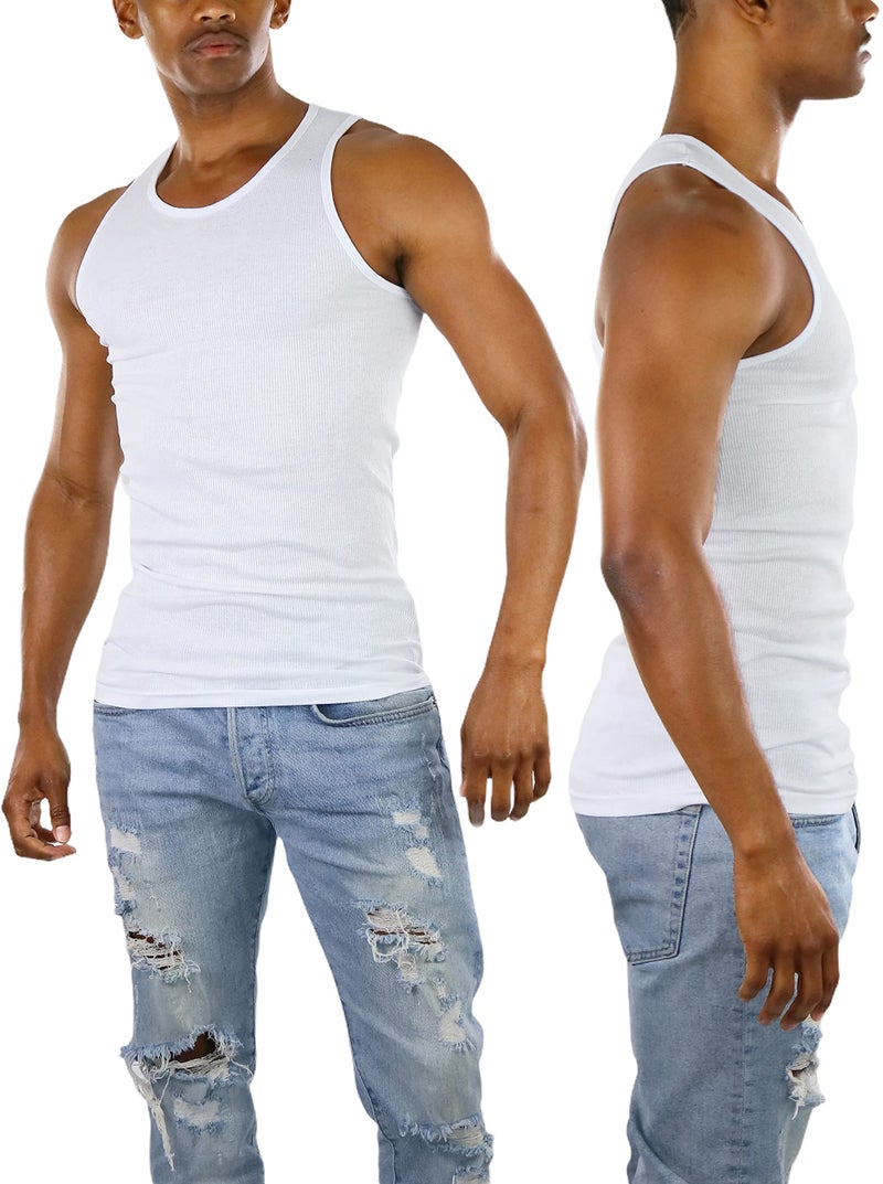 ToBeInStyle Men's Single A-Shirt Tank Top Undershirt- White - S - Image 5