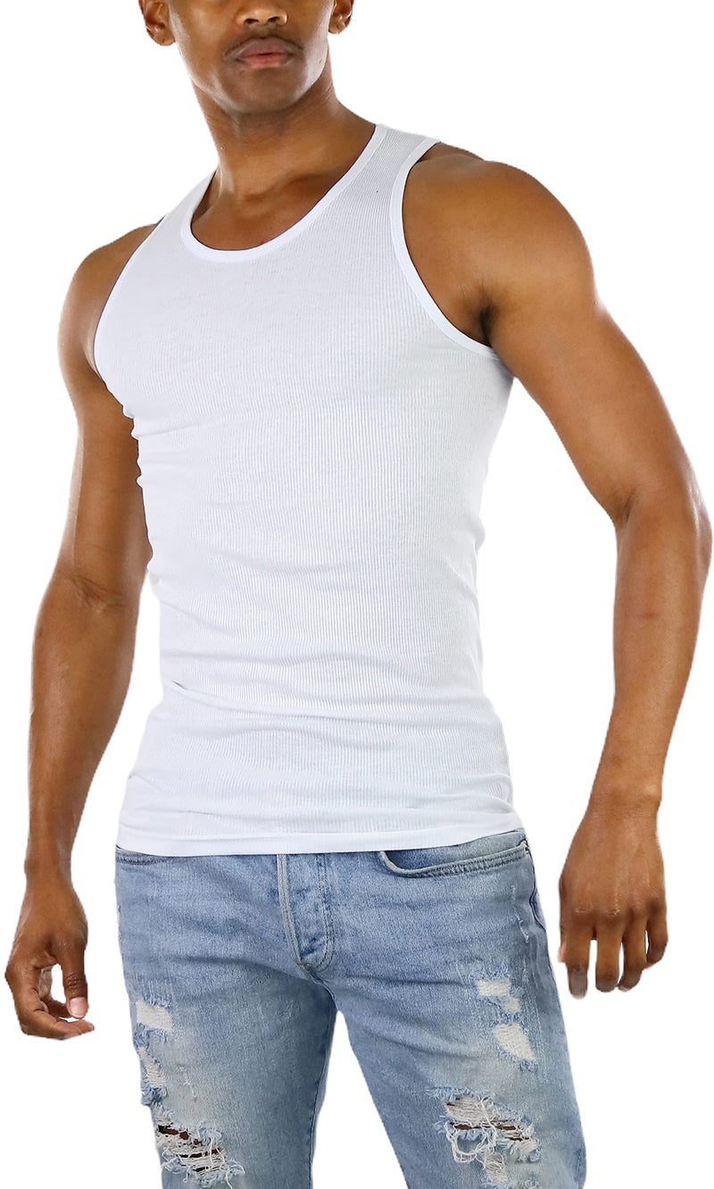 ToBeInStyle Men's Single A-Shirt Tank Top Undershirt- White - S - Image 1