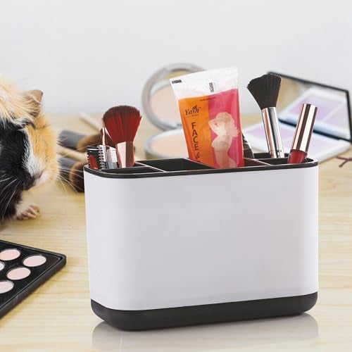 Leawall 6-Compartment Cutlery Holder,Toothbrush & Desk Organizer with Detachable Compartments – Multi-Functional Makeup Brush Holder for Home, Office, Kitchen Wash Basin Countertop Organizer (Black) - Image 1