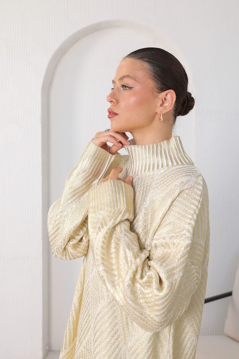 Melike Tatar Gold Leaf Knitted Sweater 32-7004