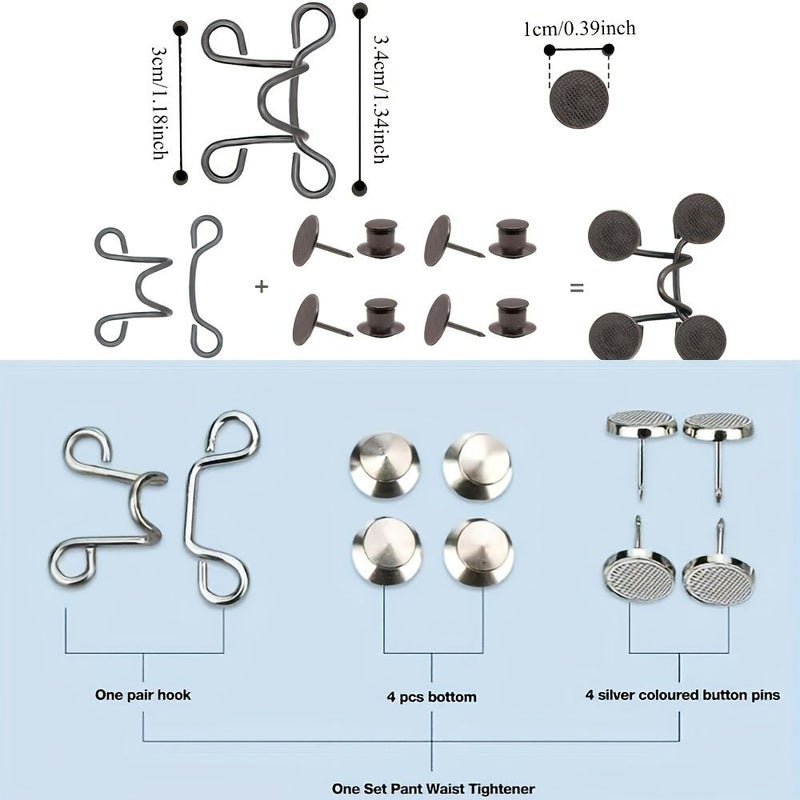 10pc No Sew Waist Ties Metal Pins for Cinching Pants Waistband - Image 3