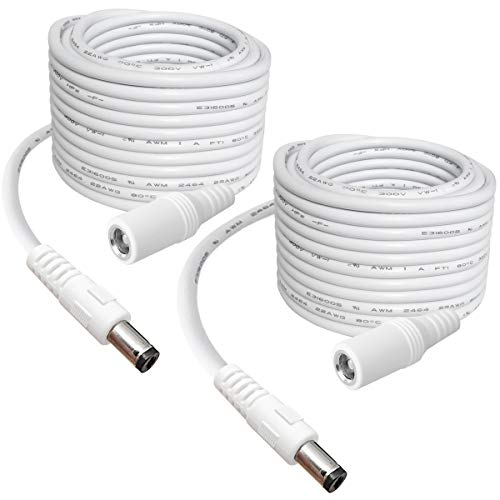 SIOCEN 2-Pack 13ft DC Power Extension Cable,5.5mm x 2.1mm Extension Cord,12v Extension Cord for Security Camera CCTV IP,Router,LED Strip,5V 9V 24V 12 Volt Male to Female Plug Supply Adapter Power Cord - Image 1